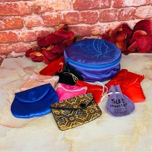 Vintage Royal Blue Satin Soft Jewelry Case Lot